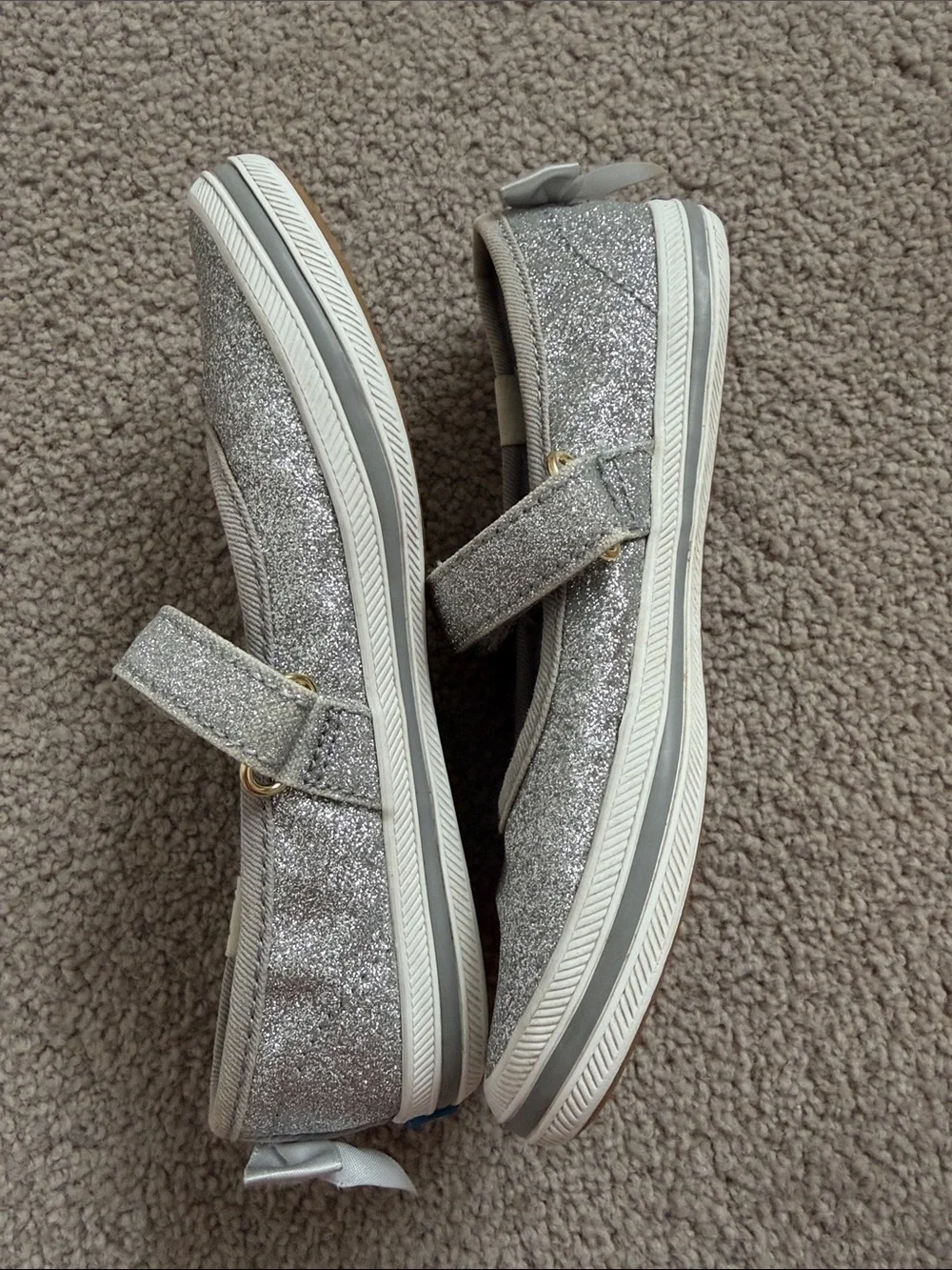 Keds x kate spade Girls' Silver Glitter Mary Jane Shoes